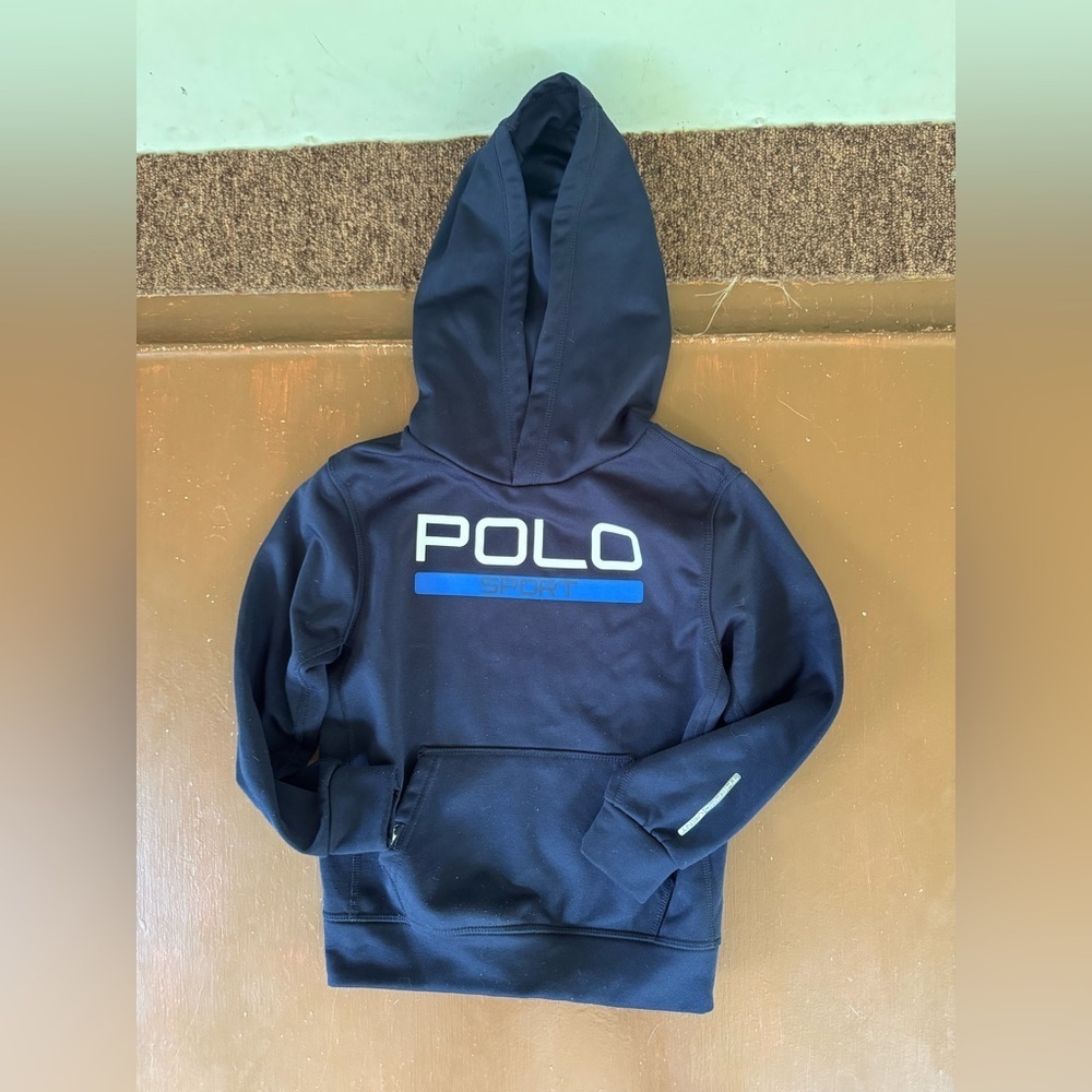 Ralph Lauren Polo Sport Fleece Navy Blue pullover hoodie. Boys size 6